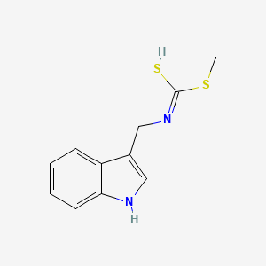 molecular formula C11H12N2S2 B7828695 N-(1H-indol-3-ylmethyl)-1-methylsulfanylmethanimidothioic acid 