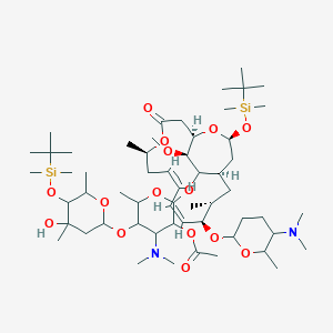 molecular formula C57H104N2O15Si2 B7828798 [2-[[(1R,5R,7Z,9Z,11R,12R,14R,16S,18S)-16-[tert-butyl(dimethyl)silyl]oxy-11-[5-(dimethylamino)-6-methyloxan-2-yl]oxy-18-methoxy-5,12-dimethyl-3-oxo-4,17-dioxabicyclo[12.3.2]nonadeca-7,9-dien-19-yl]oxy]-5-[5-[tert-butyl(dimethyl)silyl]oxy-4-hydroxy-4,6-dimethyloxan-2-yl]oxy-4-(dimethylamino)-6-methyloxan-3-yl] acetate 
