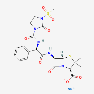 molecular formula C21H24N5NaO8S2 B7828870 sodium;(2S,5R,6R)-3,3-dimethyl-6-[[(2R)-2-[(3-methylsulfonyl-2-oxoimidazolidine-1-carbonyl)amino]-2-phenylacetyl]amino]-7-oxo-4-thia-1-azabicyclo[3.2.0]heptane-2-carboxylate 