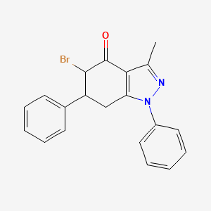 molecular formula C20H17BrN2O B7830236 5-Bromo-3-methyl-1,6-diphenyl-4,5,6,7-tetrahydro-1H-indazol-4-one 