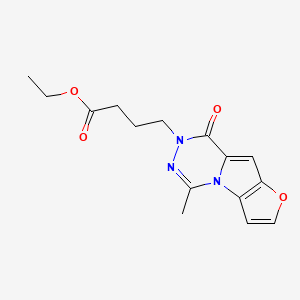molecular formula C15H17N3O4 B7830579 ethyl 4-(12-methyl-9-oxo-5-oxa-1,10,11-triazatricyclo[6.4.0.02,6]dodeca-2(6),3,7,11-tetraen-10-yl)butanoate 