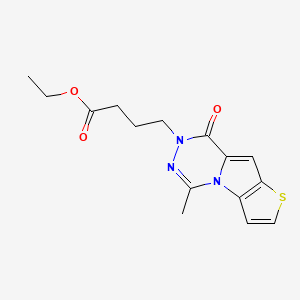 molecular formula C15H17N3O3S B7830679 ethyl 4-(12-methyl-9-oxo-5-thia-1,10,11-triazatricyclo[6.4.0.02,6]dodeca-2(6),3,7,11-tetraen-10-yl)butanoate 