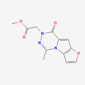 molecular formula C12H11N3O4 B7830698 methyl 2-(12-methyl-9-oxo-5-oxa-1,10,11-triazatricyclo[6.4.0.02,6]dodeca-2(6),3,7,11-tetraen-10-yl)acetate 