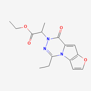 molecular formula C15H17N3O4 B7830705 ethyl 2-(12-ethyl-9-oxo-5-oxa-1,10,11-triazatricyclo[6.4.0.02,6]dodeca-2(6),3,7,11-tetraen-10-yl)propanoate 