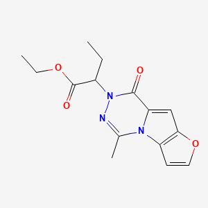 molecular formula C15H17N3O4 B7830713 ethyl 2-(12-methyl-9-oxo-5-oxa-1,10,11-triazatricyclo[6.4.0.02,6]dodeca-2(6),3,7,11-tetraen-10-yl)butanoate 