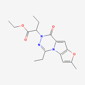 molecular formula C17H21N3O4 B7830720 ethyl 2-(12-ethyl-4-methyl-9-oxo-5-oxa-1,10,11-triazatricyclo[6.4.0.02,6]dodeca-2(6),3,7,11-tetraen-10-yl)butanoate 
