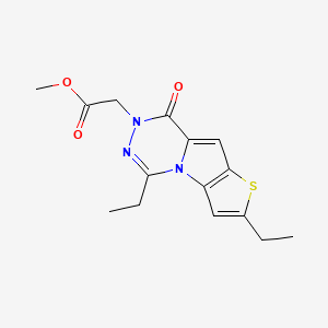 molecular formula C15H17N3O3S B7830728 methyl 2-(4,12-diethyl-9-oxo-5-thia-1,10,11-triazatricyclo[6.4.0.02,6]dodeca-2(6),3,7,11-tetraen-10-yl)acetate 