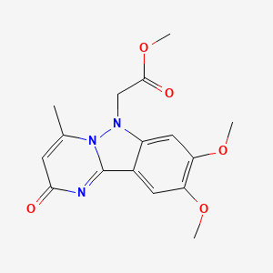 molecular formula C16H17N3O5 B7830826 methyl (8,9-dimethoxy-4-methyl-2-oxopyrimido[1,2-b]indazol-6(2H)-yl)acetate 