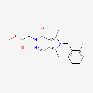 molecular formula C18H18FN3O3 B7831153 methyl [6-(2-fluorobenzyl)-5,7-dimethyl-1-oxo-1,6-dihydro-2H-pyrrolo[3,4-d]pyridazin-2-yl]acetate 