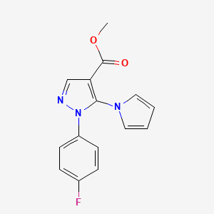 molecular formula C15H12FN3O2 B7831220 methyl 1-(4-fluorophenyl)-5-(1H-pyrrol-1-yl)-1H-pyrazole-4-carboxylate 