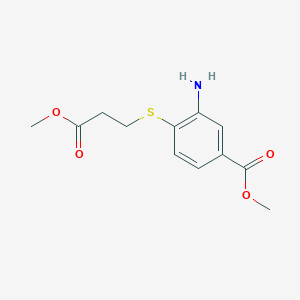 molecular formula C12H15NO4S B7831228 METHYL 3-AMINO-4-[(3-METHOXY-3-OXOPROPYL)SULFANYL]BENZOATE 