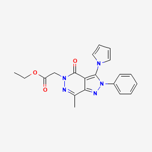 molecular formula C20H19N5O3 B7831284 ethyl [7-methyl-4-oxo-2-phenyl-3-(1H-pyrrol-1-yl)-2,4-dihydro-5H-pyrazolo[3,4-d]pyridazin-5-yl]acetate 