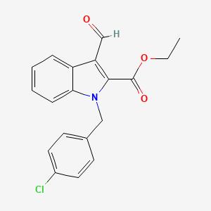 molecular formula C19H16ClNO3 B7831344 ETHYL 1-[(4-CHLOROPHENYL)METHYL]-3-FORMYL-1H-INDOLE-2-CARBOXYLATE 