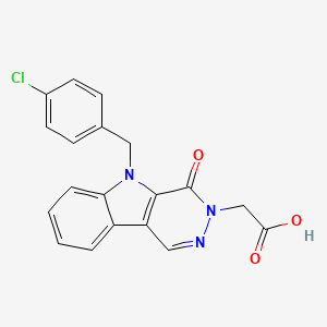 molecular formula C19H14ClN3O3 B7831363 2-{5-[(4-CHLOROPHENYL)METHYL]-4-OXO-3H,4H,5H-PYRIDAZINO[4,5-B]INDOL-3-YL}ACETIC ACID 