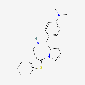 molecular formula C22H25N3S B7831455 N-[4-(5,6,7,8,9,10-hexahydro-4H-[1]benzothieno[3,2-f]pyrrolo[1,2-a][1,4]diazepin-4-yl)phenyl]-N,N-dimethylamine 