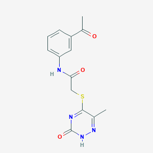 molecular formula C14H14N4O3S B7831789 N-(3-ACETYLPHENYL)-2-[(3-HYDROXY-6-METHYL-1,2,4-TRIAZIN-5-YL)SULFANYL]ACETAMIDE 