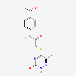 molecular formula C14H14N4O3S B7831795 N-(4-ACETYLPHENYL)-2-[(3-HYDROXY-6-METHYL-1,2,4-TRIAZIN-5-YL)SULFANYL]ACETAMIDE 