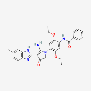 molecular formula C29H29N5O4 B7831845 N-[4-[5-amino-4-(6-methyl-1H-benzimidazol-2-yl)-3-oxo-2H-pyrrol-1-yl]-2,5-diethoxyphenyl]benzamide 