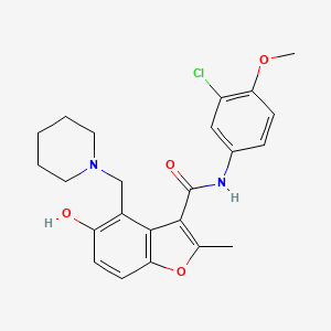molecular formula C23H25ClN2O4 B7831897 N-(3-CHLORO-4-METHOXYPHENYL)-5-HYDROXY-2-METHYL-4-[(PIPERIDIN-1-YL)METHYL]-1-BENZOFURAN-3-CARBOXAMIDE 