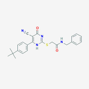 molecular formula C24H24N4O2S B7832043 N-benzyl-2-[[6-(4-tert-butylphenyl)-5-cyano-4-oxo-1H-pyrimidin-2-yl]sulfanyl]acetamide 