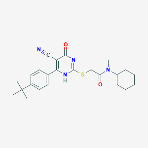 molecular formula C24H30N4O2S B7832046 2-[[6-(4-tert-butylphenyl)-5-cyano-4-oxo-1H-pyrimidin-2-yl]sulfanyl]-N-cyclohexyl-N-methylacetamide 
