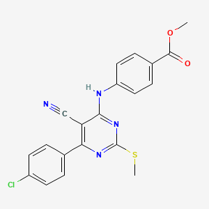 molecular formula C20H15ClN4O2S B7832095 METHYL 4-{[6-(4-CHLOROPHENYL)-5-CYANO-2-(METHYLSULFANYL)PYRIMIDIN-4-YL]AMINO}BENZOATE 