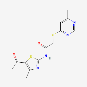 molecular formula C13H14N4O2S2 B7832282 N-(5-ACETYL-4-METHYL-1,3-THIAZOL-2-YL)-2-[(6-METHYLPYRIMIDIN-4-YL)SULFANYL]ACETAMIDE 