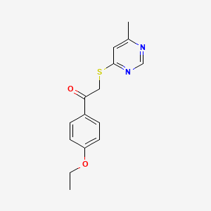 molecular formula C15H16N2O2S B7832298 1-(4-Ethoxyphenyl)-2-(6-methylpyrimidin-4-yl)sulfanylethanone 