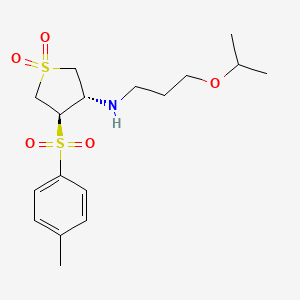 molecular formula C17H27NO5S2 B7832467 (3R4S)-3-(4-METHYLBENZENESULFONYL)-4-{[3-(PROPAN-2-YLOXY)PROPYL]AMINO}-1LAMBDA6-THIOLANE-11-DIONE 