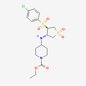 molecular formula C18H25ClN2O6S2 B7832509 ETHYL 4-{[(3S4R)-4-(4-CHLOROBENZENESULFONYL)-11-DIOXO-1LAMBDA6-THIOLAN-3-YL]AMINO}PIPERIDINE-1-CARBOXYLATE 