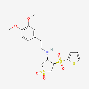 molecular formula C18H23NO6S3 B7832623 REL-(3R,4S)-N-[2-(3,4-DIMETHOXYPHENYL)ETHYL]-4-(2-THIENYLSULFONYL)TETRAHYDRO-3-THIOPHENAMINE 1,1-DIOXIDE 