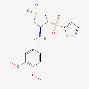 molecular formula C17H21NO6S3 B7832632 REL-(3R,4S)-N-(3,4-DIMETHOXYBENZYL)-4-(2-THIENYLSULFONYL)TETRAHYDRO-3-THIOPHENAMINE 1,1-DIOXIDE 