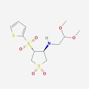 molecular formula C12H19NO6S3 B7832643 REL-(3R,4S)-N-(2,2-DIMETHOXYETHYL)-4-(2-THIENYLSULFONYL)TETRAHYDRO-3-THIOPHENAMINE 1,1-DIOXIDE 