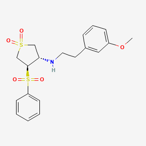 molecular formula C19H23NO5S2 B7832740 (3R4S)-3-(BENZENESULFONYL)-4-{[2-(3-METHOXYPHENYL)ETHYL]AMINO}-1LAMBDA6-THIOLANE-11-DIONE 