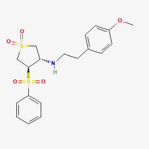 molecular formula C19H23NO5S2 B7832743 (3R4S)-3-(BENZENESULFONYL)-4-{[2-(4-METHOXYPHENYL)ETHYL]AMINO}-1LAMBDA6-THIOLANE-11-DIONE 