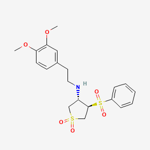 molecular formula C20H25NO6S2 B7832759 REL-(3R,4S)-N-[2-(3,4-DIMETHOXYPHENYL)ETHYL]-4-(PHENYLSULFONYL)TETRAHYDRO-3-THIOPHENAMINE 1,1-DIOXIDE 