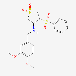 molecular formula C19H23NO6S2 B7832763 REL-(3R,4S)-N-(3,4-DIMETHOXYBENZYL)-4-(PHENYLSULFONYL)TETRAHYDRO-3-THIOPHENAMINE 1,1-DIOXIDE 