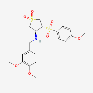 molecular formula C20H25NO7S2 B7832860 REL-(3R,4S)-N-(3,4-DIMETHOXYBENZYL)-4-[(4-METHOXYPHENYL)SULFONYL]TETRAHYDRO-3-THIOPHENAMINE 1,1-DIOXIDE 