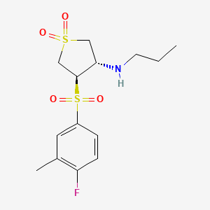 molecular formula C14H20FNO4S2 B7832869 3-[(4-FLUORO-3-METHYLPHENYL)SULFONYL]-4-(PROPYLAMINO)TETRAHYDRO-1H-1LAMBDA~6~-THIOPHENE-1,1-DIONE 