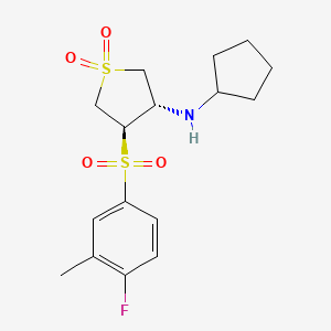 molecular formula C16H22FNO4S2 B7832891 (3S4R)-3-(CYCLOPENTYLAMINO)-4-(4-FLUORO-3-METHYLBENZENESULFONYL)-1LAMBDA6-THIOLANE-11-DIONE 