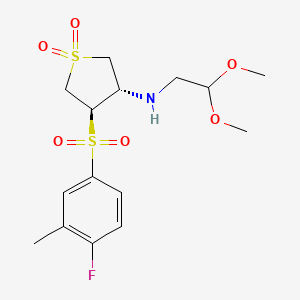 molecular formula C15H22FNO6S2 B7832931 REL-(3R,4S)-N-(2,2-DIMETHOXYETHYL)-4-[(4-FLUORO-3-METHYLPHENYL)SULFONYL]TETRAHYDRO-3-THIOPHENAMINE 1,1-DIOXIDE 