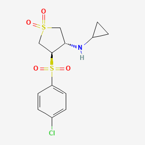 molecular formula C13H16ClNO4S2 B7832950 (3R4S)-3-(4-CHLOROBENZENESULFONYL)-4-(CYCLOPROPYLAMINO)-1LAMBDA6-THIOLANE-11-DIONE 