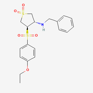 molecular formula C19H23NO5S2 B7833077 3-(BENZYLAMINO)-4-[(4-ETHOXYPHENYL)SULFONYL]TETRAHYDRO-1H-1LAMBDA~6~-THIOPHENE-1,1-DIONE 