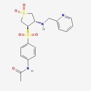 molecular formula C18H21N3O5S2 B7833190 N-(4-{[(3R4S)-11-DIOXO-4-{[(PYRIDIN-2-YL)METHYL]AMINO}-1LAMBDA6-THIOLAN-3-YL]SULFONYL}PHENYL)ACETAMIDE 