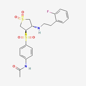 molecular formula C20H23FN2O5S2 B7833207 N-(4-{[(3R4S)-4-{[2-(2-FLUOROPHENYL)ETHYL]AMINO}-11-DIOXO-1LAMBDA6-THIOLAN-3-YL]SULFONYL}PHENYL)ACETAMIDE 