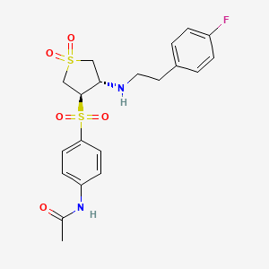 molecular formula C20H23FN2O5S2 B7833212 N-(4-{[(3R4S)-4-{[2-(4-FLUOROPHENYL)ETHYL]AMINO}-11-DIOXO-1LAMBDA6-THIOLAN-3-YL]SULFONYL}PHENYL)ACETAMIDE 