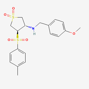 molecular formula C19H23NO5S2 B7833355 (3S4R)-3-{[(4-METHOXYPHENYL)METHYL]AMINO}-4-(4-METHYLBENZENESULFONYL)-1LAMBDA6-THIOLANE-11-DIONE 