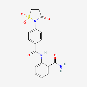 molecular formula C17H15N3O5S B7833542 N-(2-CARBAMOYLPHENYL)-4-(1,1-DIOXIDO-3-OXO-2-ISOTHIAZOLIDINYL)BENZAMIDE 