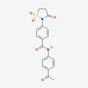 molecular formula C18H16N2O5S B7833552 N-(4-ACETYLPHENYL)-4-(1,1-DIOXIDO-3-OXO-2-ISOTHIAZOLIDINYL)BENZAMIDE 