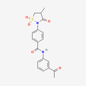 molecular formula C19H18N2O5S B7833555 N-(3-ACETYLPHENYL)-4-(4-METHYL-1,1-DIOXIDO-3-OXO-2-ISOTHIAZOLIDINYL)BENZAMIDE 